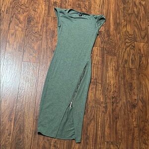 Green midi zipper dress